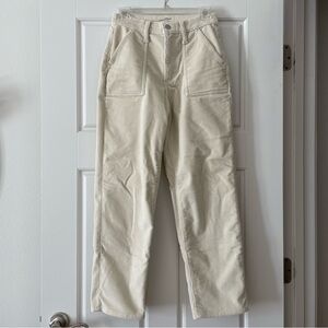 Women’s Cream Corduroy Straight Leg Cropped Pants, Size 2/26